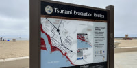 Mapa de evacuación en caso de tsunami en Newport Beach, California.