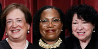 A split composite of Elena Kagan, Ketanji Brown Jackson and Sonia Sotomayor.