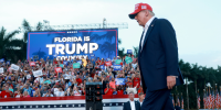 Image: Former President Donald Trump Holds A Campaign Rally In Doral, Florida politics political politician maga rally profile crowd