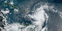 Tropical storm Ernesto over the Carribean.