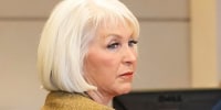 Former Mesa County clerk Tina Peters listens during her trial on March 3, 2023, in Grand Junction, Colorado.