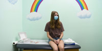 Brooke Stroud, a 16-year-old patient, awaits blood testing