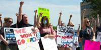 Protesters at an abortion rights rally in front of the State Capitol in Lincoln, Neb., on July 4, 2022. 