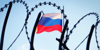 Russian Flag Barbed Wire Fence