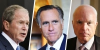 Former President George W. Bush, Sen. Mitt Romney and late Sen. John McCain. 