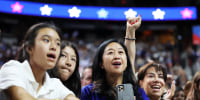 Supporters cheer at a Kamala Harris a campaign rally in Las Vegas on Aug. 10, 2024. 