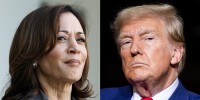 A split side by side image of Vice President Kamala Harris and Donald Trump.