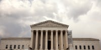 Passing storm clouds are seen over the U.S. Supreme Court