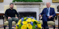 President Joe Biden meets with Ukraine's President Volodymyr Zelenskyy in the Oval Office on Thursday, Sept. 26, 2024. 