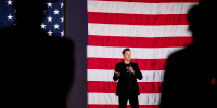 Tesla and SpaceX CEO Elon Musk  during a town hall event in Oaks, Penn. on Oct. 18, 2024.