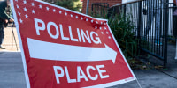 Polling place sign.