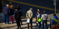 Voters line up.