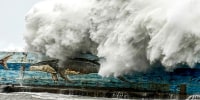 Fierce winds and torrential rain lashed Taiwan on October 31 as Super Typhoon Kong-rey neared, forcing thousands to flee from one of the most powerful storms to threaten the island in years. 