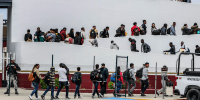  Hundreds of asylum seekers at the San Ysidro Border Crossing in Tijuana, Mexico, on April 25, 2024. 