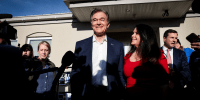 Republican U.S. Senate candidate Dr. Mehmet Oz  with his wife Lisa Oz in Huntingdon Valley, Penn on Nov. 8, 2022. 