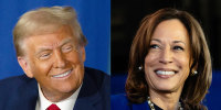 Side by side of Donald Trump and Kamala Harris