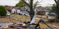 Storm debris is seen along SE 84 after a tornado hit the area in Oklahoma City, on Sunday, Nov. 3, 2024.