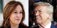 A split side by side image of Kamala Harris and Donald Trump