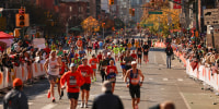 Runners make their way through Brooklyn during the New York City Marathon, Sunday, Nov. 3, 2024, in New York.