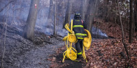 FDNY battling brush fire in the forest in Inwood Hill Park