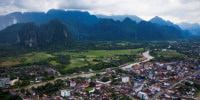 General view of Vang Vieng in Laos