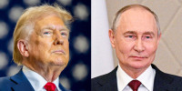 A split composite of Donald Trump and Vladimir Putin.