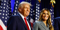 Republican presidential nominee, former U.S. President Donald Trump and former first lady Melania Trump in West Palm Beach, Fla. on Nov. 6, 2024. 