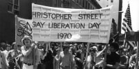 The first Stonewall anniversary march, organized by
the Christopher Street Liberation Day Committee,
New York, New York, June 28, 1970.