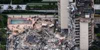 Aerial view of the partial collapse of the Champlain Towers South in Surfside
