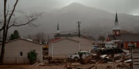 Storm damage from hurricane Helene in Swannanoa, N.C, on Dec. 11, 2024.