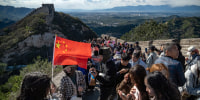 Tourists at the Great Wall of China
