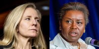 A split composite of Abigail Spanberger and Winsome Earle-Sears.