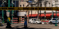 Image: The French Quarter, near Bourbon Street is blocked off 