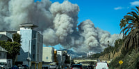 Heavey smoke as seen from a highway.