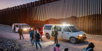 Migrants at the U.S. - Mexico border.