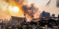 Houses destroyed by the fire.