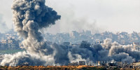 Smoke from an airstrike in Gaza.