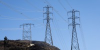 Electrical transmission lines on a hilltop