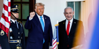 Image: President Donald Trump greets Israel's Prime Minister Benjamin Netanyahu 