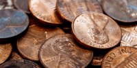 A pile of U.S. pennies.