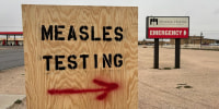 A measles testing site in Texas.