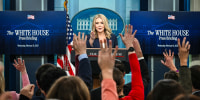 Image: White House Press Secretary Karoline Leavitt takes questions during the daily briefing 