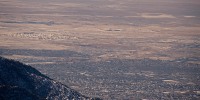 A scene looking southwest from Sandia Peak of Kirtland Air Force Base in Albuquerque, N.M.