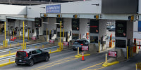 The border crossing checkpoint separating Detroit and Windsor, Ontario