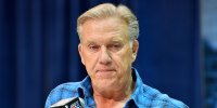 John Elway speaks during the NFL Scouting Combine in 2020.