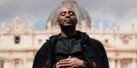 Derick Banin, a priest from Cameroon, outside St. Peter's Basilica during Pope Francis' funeral.