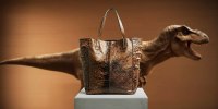 An AI visualization of a T-Rex handbag.