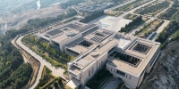 aerial Drone view of the presidential palace, after fighters of the ruling Syrian body ousted president Bashar al-Assad, in Damascus