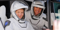 NASA’s SpaceX Crew-10 astronauts Anne McClain and Nichole Ayers head for the launch pad at Kennedy Space Center on March 14, 2025.