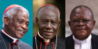 Side by side of Peter Turkson, Robert Sarah and Fridolin Ambongo Besungu